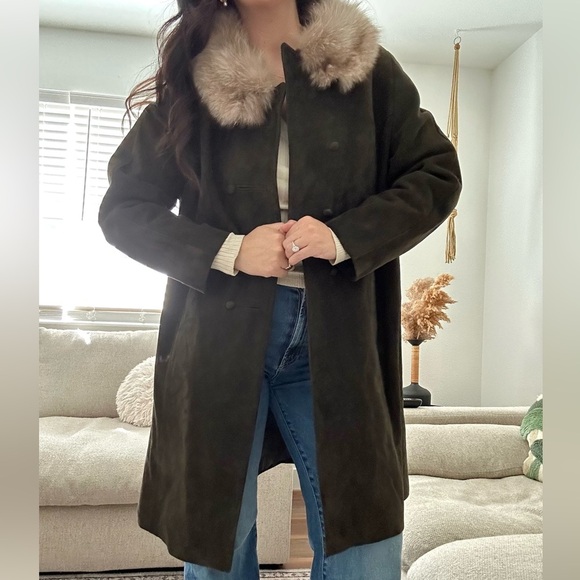 Highlander Jackets & Blazers - Vintage Highlander Genuine Suede Coat W/Fox Fur Collar